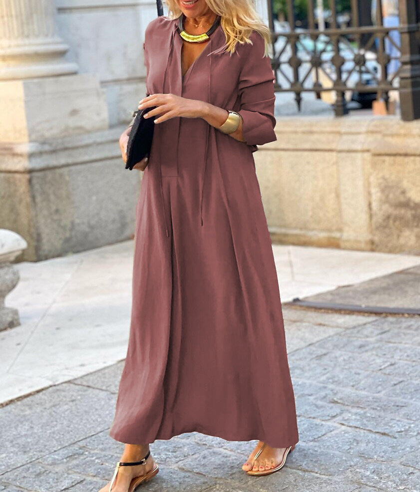 Robe Chemise Longue à Manches Longues