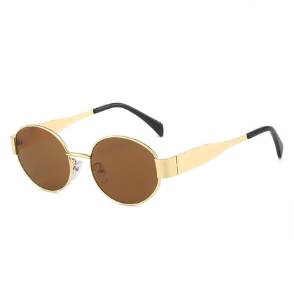 Lunettes de soleil ovales rétro tendance