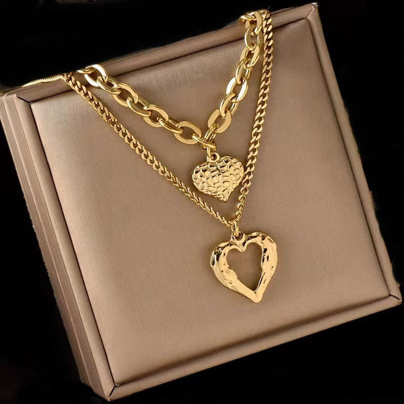 Collier Cœurs & Ailes d’Ange en Acier Titane