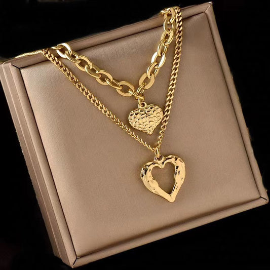 Collier Cœurs & Ailes d’Ange en Acier Titane