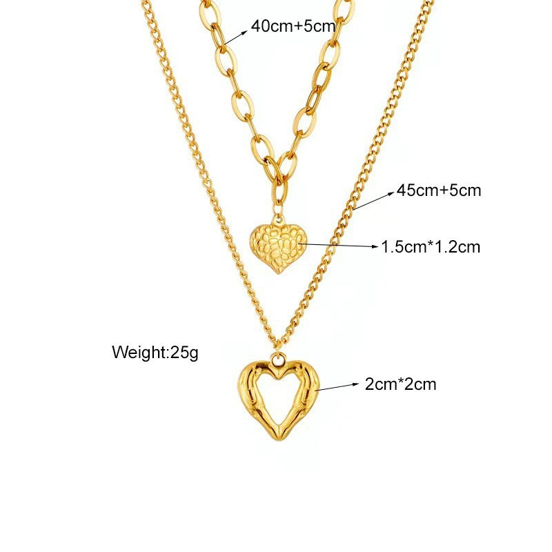 Collier Cœurs & Ailes d’Ange en Acier Titane