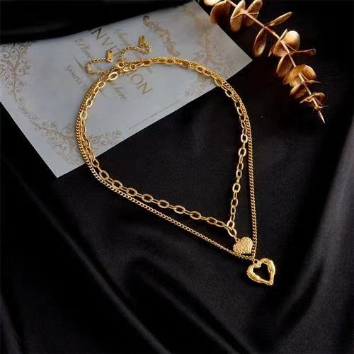 Collier Cœurs & Ailes d’Ange en Acier Titane