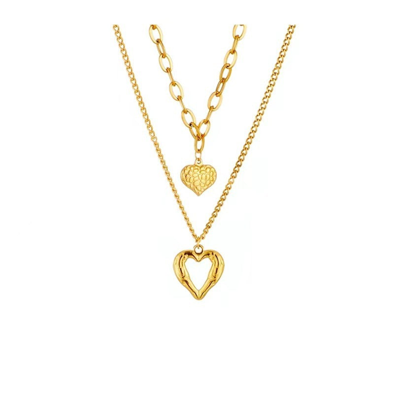 Collier Cœurs & Ailes d’Ange en Acier Titane