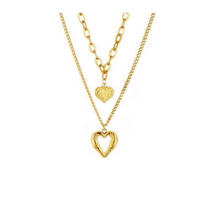 Collier Cœurs & Ailes d’Ange en Acier Titane