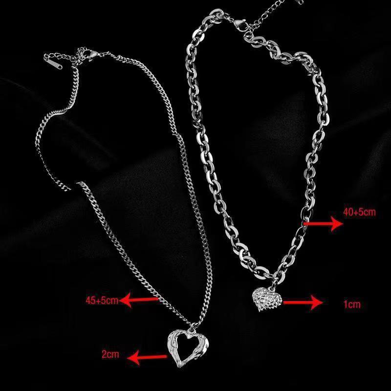 Collier Cœurs & Ailes d’Ange en Acier Titane