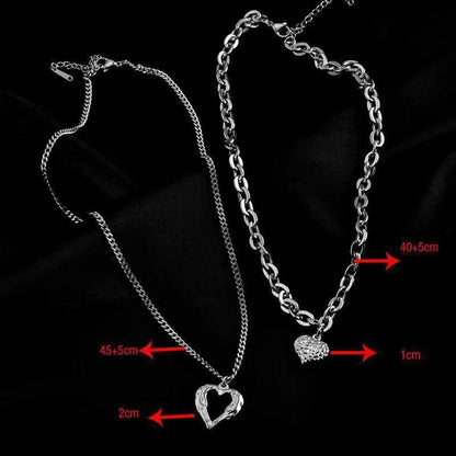 Collier Cœurs & Ailes d’Ange en Acier Titane