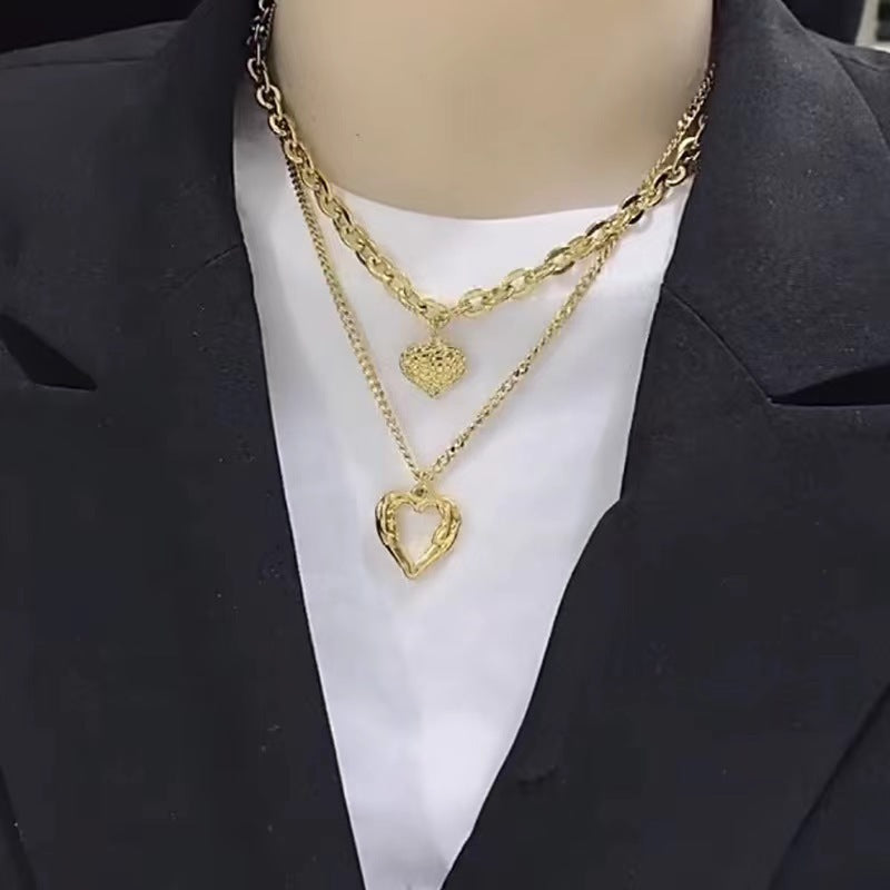 Collier Cœurs & Ailes d’Ange en Acier Titane